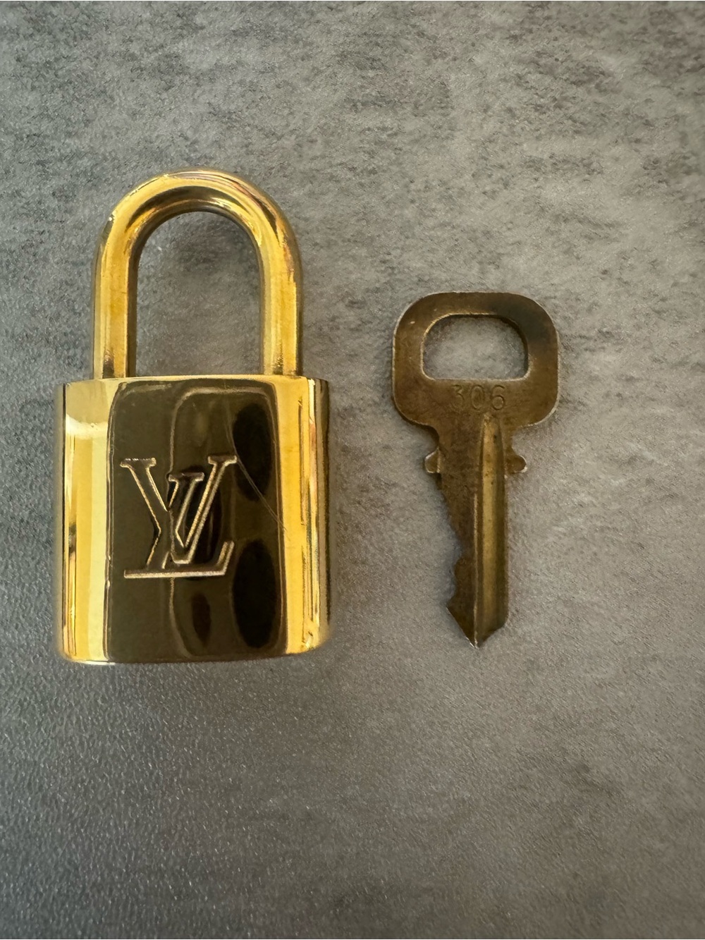 Louis Vuitton Gold Tone Padlock with Key #306